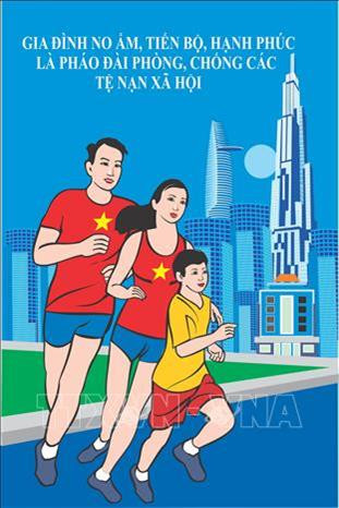 Tác phẩm “Gia đình no ấm, tiến bộ là pháo đài phòng, chống tệ nạn xã hội” của tác giả Lê Việt Hồng đoạt giải Nhất cuộc thi. Ảnh: Thanh Vũ - TTXVN Tác phẩm “Gia đình no ấm, tiến bộ là pháo đài phòng, chống tệ nạn xã hội” của tác giả Lê Việt Hồng đoạt giải Nhất cuộc thi. Ảnh: Thanh Vũ - TTXVN