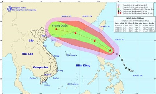 Chùm ảnh vị trí và đường đi của cơn bão. Ảnh: nchmf.gov.vn - (baotintuc.vn)