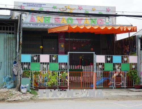 Cơ sở mầm non Ánh Sao Vàng (xã Đa Phước, huyện Bình Chánh, Thành phố Hồ Chí Minh) đã bị đình chỉ hoạt động. Ảnh: Thu Hoài – TTXVN