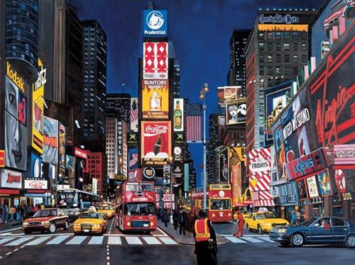 Quảng trường Thời đại vào ban đêm vẫn rất nhộn nhịp.