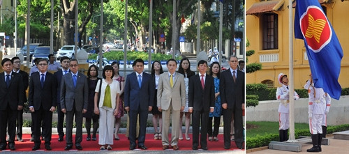 Quang cảnh Lễ Thượng cờ ASEAN 2016. Ảnh: Nguyễn Khang - TTXVN