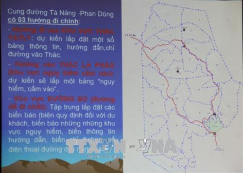 Sơ đồ tuyến du lịch mạo hiểm Tà Năng - Phan Dũng. Ảnh: Nguyễn Thanh - TTXVN Sơ đồ tuyến du lịch mạo hiểm Tà Năng - Phan Dũng. Ảnh: Nguyễn Thanh - TTXVN