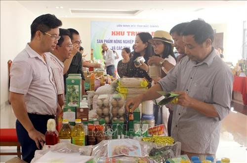 Các đại biểu tham quan gian trưng bày sản phẩm của các hợp tác xã. Ảnh: Đồng Thúy - TTXVN Các đại biểu tham quan gian trưng bày sản phẩm của các hợp tác xã. Ảnh: Đồng Thúy - TTXVN