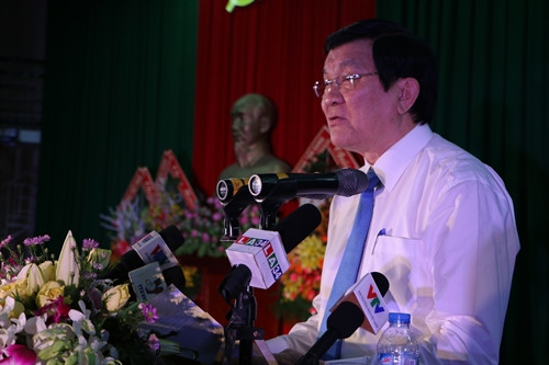 Chủ tịch nước Trương Tấn Sang phát biểu tại lễ kỷ niệm. Ảnh: Thanh Bình - TTXVN