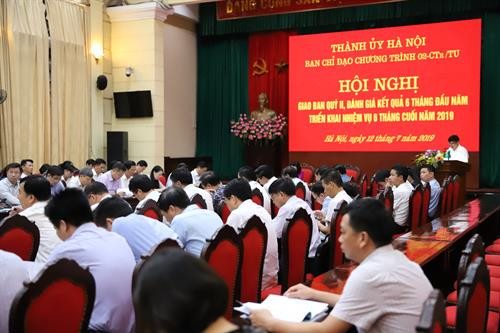 Ông Chu Phú Mỹ, Giám đốc Sở Nông nghiệp và Phát triển nông thôn Hà Nội báo cáo kết quả thực hiện Chương trình 02-CTr/TU của Thành ủy Hà Nội về “Phát triển nông nghiệp, xây dựng nông thôn mới, nâng cao đời sống nông dân giai đoạn 2016-2020” 6 tháng đầu năm và triển khai phương hướng, nhiệm vụ 6 tháng cuối năm 2019.