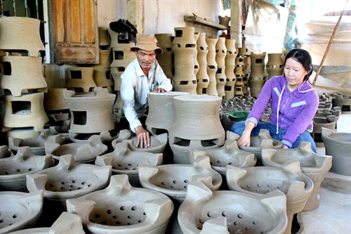 Gia đình ông Trần Công Tiến ở khu phố 5, thị trấn Hòa Vinh, huyện Đông Hòa vay 20 triệu đồng vốn giải quyết việc làm, cộng với vốn tự có để làm trại phơi gốm và xây lò nung. Hiện cơ sở làm gốm của gia đình ông giải quyết cho 10 lao động có mức lương khoán sản phẩm khoảng 100.000 đồng/người/ngày