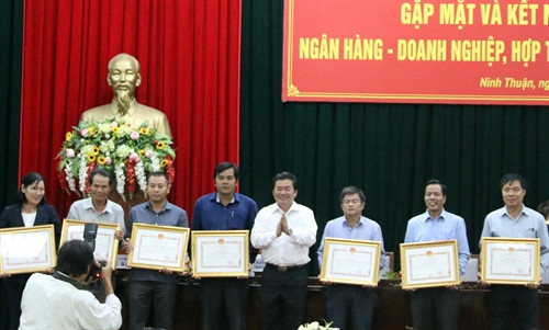 Chủ tịch UBND tỉnh Ninh Thuận Lưu Xuân Vĩnh tặng Bằng khen cho các doanh nghiệp tiêu biểu năm 2016. Ảnh: Đức Ánh - TTXVN Chủ tịch UBND tỉnh Ninh Thuận Lưu Xuân Vĩnh tặng Bằng khen cho các doanh nghiệp tiêu biểu năm 2016. Ảnh: Đức Ánh - TTXVN