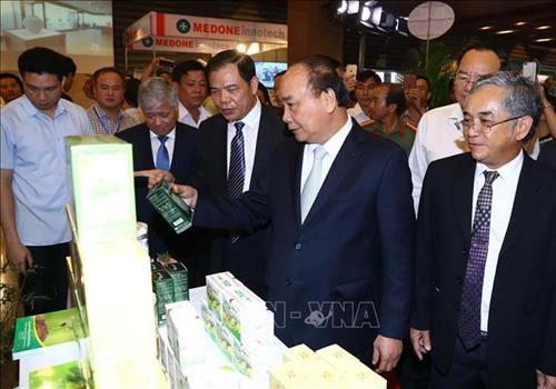 Thủ tướng Nguyễn Xuân Phúc và các đại biểu xem các gian hàng trưng bày sản phẩm tại triển lãm về sâm Ngọc Linh Kon Tum và các dược liệu khác. Ảnh: Thống Nhất – TTXVN Thủ tướng Nguyễn Xuân Phúc và các đại biểu xem các gian hàng trưng bày sản phẩm tại triển lãm về sâm Ngọc Linh Kon Tum và các dược liệu khác. Ảnh: Thống Nhất – TTXVN