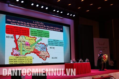 Ông Hà Quyết Nghị, Giám đốc Sở Nông Nghiệp và Phát triển nông thôn tỉnh Sơn La trình bày tham luận tại Hội nghị