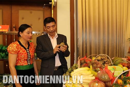 cán bộ HTX Chanh leo Mộc Châu giới thiệu về sản phẩm chanh leo