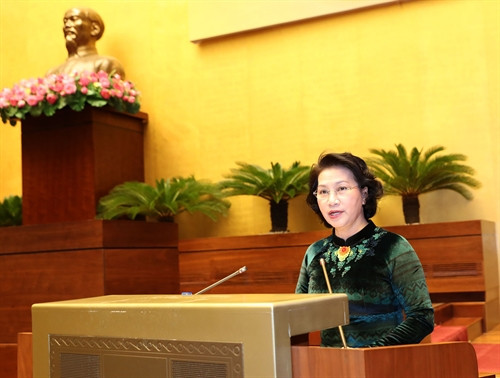 Chủ tịch Quốc hội Nguyễn Thị Kim Ngân phát biểu. Ảnh: Trọng Đức - TTXVN