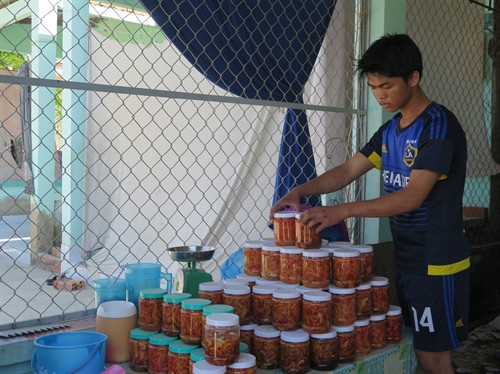 Trong năm 2016, xã sẽ hoàn thành việc đăng ký thương hiệu cho sản phẩm đặc trưng của địa phương là mắm tôm chua và mắm cá cơm. Ảnh: Thạch RoBer