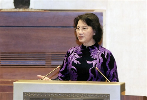 Chủ tịch Quốc hội Nguyễn Thị Kim Ngân phát biểu. Ảnh: Phạm Kiên – TTXVN