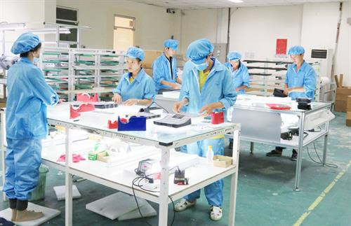 Dây chuyền sản xuất pin năng lượng mặt trời của Công ty TNHH năng lượng Mặt Trời Đỏ Long An. Ảnh: Báo Long An online