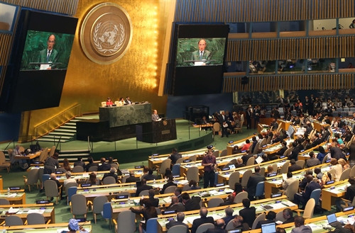 Toàn cảnh phiên khai mạc Hội nghị các Chủ tịch Quốc hội trên thế giới. Ảnh: Nhan Sáng-TTXVN