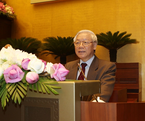 Tổng Bí thư Nguyễn Phú Trọng phát biểu tại Hội nghị. Ảnh: Trí Dũng- TTXVN