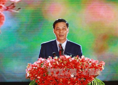 Chủ tịch Ủy ban nhân dân thành phố Hải Phòng Nguyễn Văn Tùng phát biểu khai mạc lễ hội. Ảnh: Lâm Khánh – TTXVN