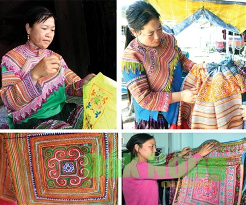 Phụ nữ Mông ưa thích sự phối hợp các màu nguyên sắc có độ tương phản cao