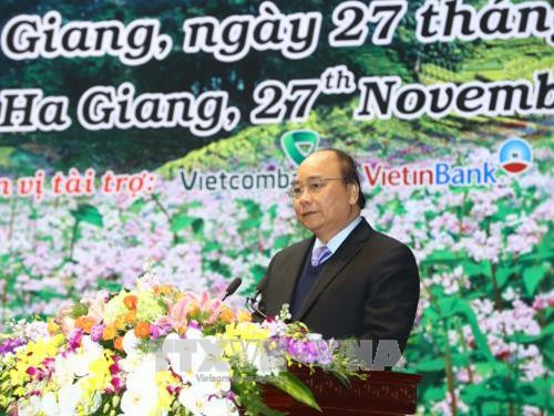 Thủ tướng Nguyễn Xuân Phúc phát biểu tại hội nghị. Ảnh: Thống Nhất – TTXVN