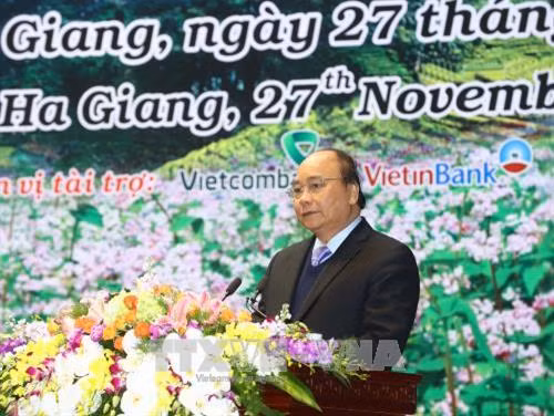 Thủ tướng Nguyễn Xuân Phúc phát biểu tại hội nghị. Ảnh: Thống Nhất – TTXVN