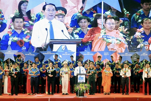 Chủ tịch nước Trần Đại Quang phát biểu tại buổi lễ. Ảnh: Phạm Kiên - TTXVN