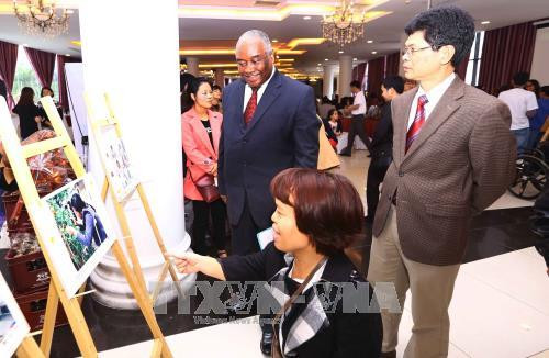 Các đại biểu tham quan triển lãm ảnh của dự án “Truyền thông về quyền của người khuyết tật”. Ảnh: Quang Quyết-TTXVN Các đại biểu tham quan triển lãm ảnh của dự án “Truyền thông về quyền của người khuyết tật”. Ảnh: Quang Quyết-TTXVN