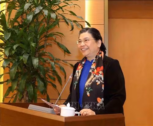 Phó Chủ tịch Thường trực Quốc hội Tòng Thị Phóng phát biểu tại buổi lễ. Ảnh: Phương Hoa - TTXVN