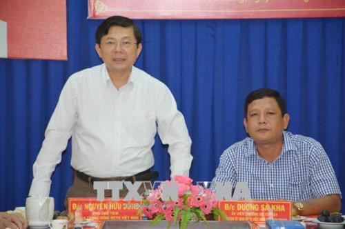 Phó Chủ tịch Ủy ban Trung ương MTTQ Việt Nam Nguyễn Hữu Dũng phát biểu tại buổi làm việc. Ảnh: Hoài Thu - TTXVN Phó Chủ tịch Ủy ban Trung ương MTTQ Việt Nam Nguyễn Hữu Dũng phát biểu tại buổi làm việc. Ảnh: Hoài Thu - TTXVN