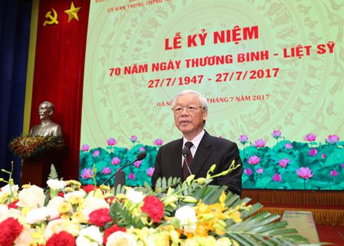 Tổng Bí thư Nguyễn Phú Trọng đọc Diễn văn tại Lễ kỷ niệm. Ảnh: Trí Dũng – TTXVN Tổng Bí thư Nguyễn Phú Trọng đọc Diễn văn tại Lễ kỷ niệm. Ảnh: Trí Dũng – TTXVN