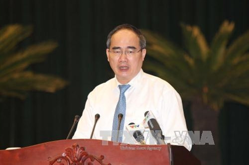 Bí thư Thành ủy Thành phố Hồ Chí Minh Nguyễn Thiện Nhân phát biểu. Ảnh: Thanh Vũ-TTXVN Bí thư Thành ủy Thành phố Hồ Chí Minh Nguyễn Thiện Nhân phát biểu. Ảnh: Thanh Vũ-TTXVN