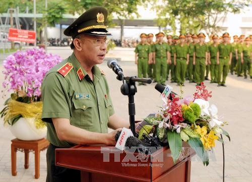 Trung tướng Lê Đông Phong – Giám đốc Công an Thành phố Hồ Chí Minh phát biểu tại buổi lễ. Ảnh: An Hiếu – TTXVN