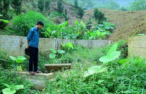 Công trình cấp nước sinh hoạt tập trung tại thôn 10 Minh Tiến sau khi sử dụng hơn 1 tháng đã ngừng hoạt động. Ảnh: Văn Tý-TTXVN