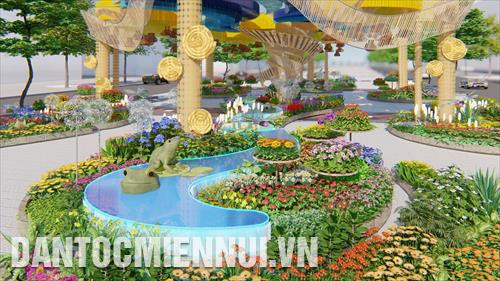 Phối cảnh "Bức tranh mùa xuân" của Đường hoa Nguyễn Huệ Tết Canh Tý 2020. Ảnh: BTC