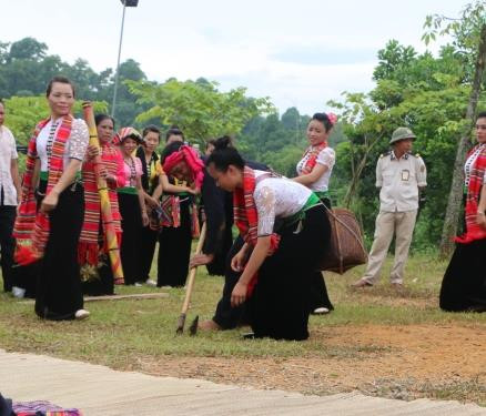 Nam nữ cùng đi đào măng.