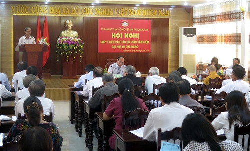 Hội nghị góp ý kiến vào các Dự thảo văn kiện Đại hội 12 của Đảng với sự tham dự của đại diện các hội, đoàn thể và các tầng lớp nhân dân dân trên địa bàn tỉnh Quảng Nam Hội nghị góp ý kiến vào các Dự thảo văn kiện Đại hội 12 của Đảng với sự tham dự của đại diện các hội, đoàn thể và các tầng lớp nhân dân dân trên địa bàn tỉnh Quảng Nam
