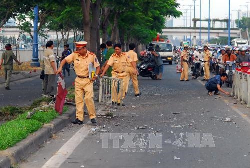 Hiện trường vụ tai nạn. Ảnh: Mạnh Linh-TTXVN