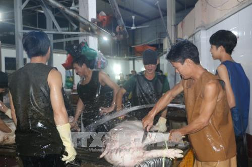 Điểm giết mổ gia súc Thành Vinh, huyện Đức Hòa.