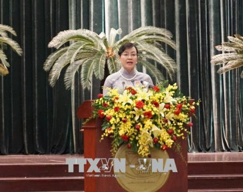 Bà Nguyễn Thị Quyết Tâm, Chủ tịch HĐND Thành phố Hồ Chí Minh phát biểu bế mạc kỳ họp. Ảnh: Thu Hoài – TTXVN Bà Nguyễn Thị Quyết Tâm, Chủ tịch HĐND Thành phố Hồ Chí Minh phát biểu bế mạc kỳ họp. Ảnh: Thu Hoài – TTXVN