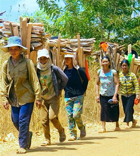Những người phụ nữ Gia Rai đi bộ lấy củi Những người phụ nữ Gia Rai đi bộ lấy củi