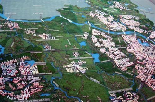 Sa bàn Đồ án Quy hoạch chung xây dựng Thủ đô Hà Nội đến năm 2030 và tầm nhìn đến năm 2050. Ảnh : hanoi.org.vn