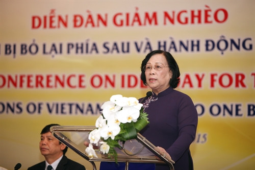 Bà Phạm Thị Hải Chuyền- Bộ trưởng Bộ Lao động- Thương binh và Xã hội phát biểu khai mạc diễn đàn. Ảnh: Anh Tuấn- TTXVN Bà Phạm Thị Hải Chuyền- Bộ trưởng Bộ Lao động- Thương binh và Xã hội phát biểu khai mạc diễn đàn. Ảnh: Anh Tuấn- TTXVN