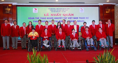 Đoàn Thể thao người khuyết tật Việt Nam xuất quân tham dự Paralympic Rio 2016 Ảnh: Mạnh Linh- TTXVN Đoàn Thể thao người khuyết tật Việt Nam xuất quân tham dự Paralympic Rio 2016 Ảnh: Mạnh Linh- TTXVN