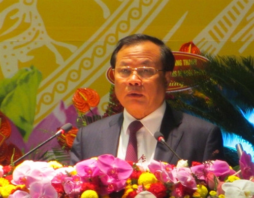 Đồng chí Phạm Quang Nghị, Ủy viên Bộ Chính trị, Bí thư Thành ủy Hà Nội phát biểu tại Đại hội. Ảnh: Nguyễn Thảo- TXVN