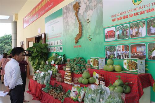 Lễ cắt băng công bố nhãn chín muộn xuất khẩu đi Australia năm 2019. Trưng bày sản phẩm nhãn chín muộn của huyện Hoài Đức (Hà Nội) bên lề Hội nghị. Sản phẩm long nhãn đóng hộp.