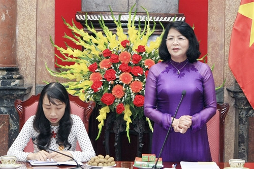 Phó Chủ tịch nước Đặng Thị Ngọc Thịnh phát biểu. Ảnh: Phạm Kiên – TTXVN