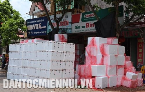 Vải được đóng thùng sẵn sàng xuất bán.