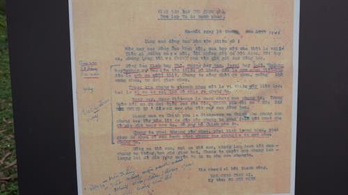 Bức thư Bác Hồ gửi cho Đại hội các dân tộc thiểu số miền Nam tại Pleiku. Ảnh: Nam Sương