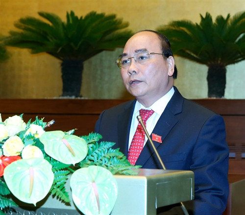 Thủ tướng Nguyễn Xuân Phúc phát biểu sau lễ tuyên thệ nhậm chức. Ảnh: Thống Nhất-TTXVN