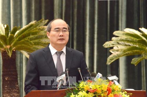 Bí thư thành ủy Thành phố Hồ Chí Minh Nguyễn Thiện Nhân phát biểu tại hội thảo. Ảnh: Thanh Vũ-TTXVN Bí thư thành ủy Thành phố Hồ Chí Minh Nguyễn Thiện Nhân phát biểu tại hội thảo. Ảnh: Thanh Vũ-TTXVN