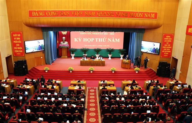 Toàn cảnh kỳ họp. Ảnh Vũ Quang – TTXVN Tuyên Quang: Nhiều giải pháp quan trọng phát triển kinh tế - xã hội năm 2023 ảnh 1